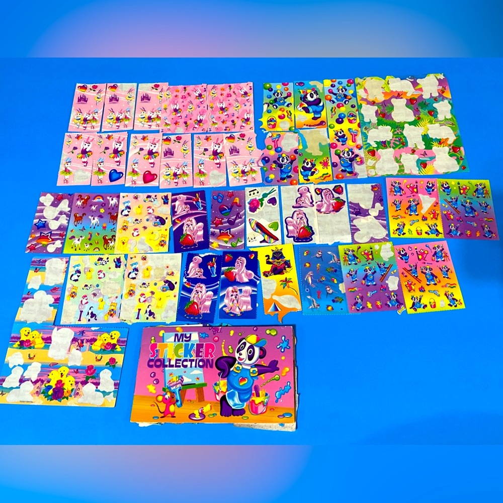 LISA FRANK VINTAGE FANTASTIC WORLD CHARACTERS STICKER COLLECTION & STICKER BOOK